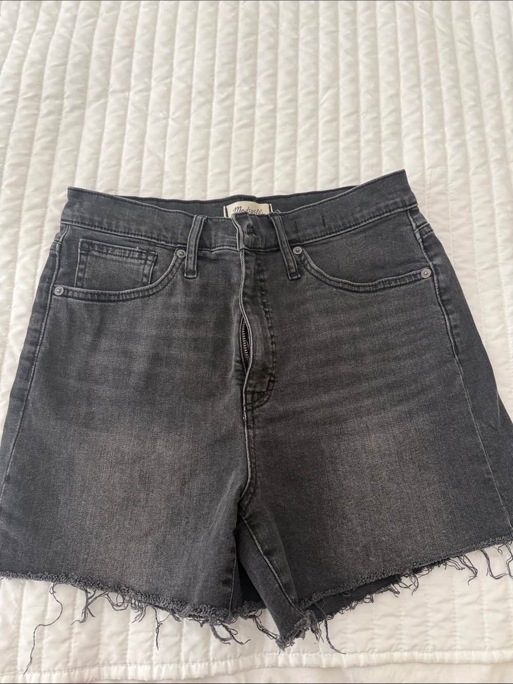 Madewell High-Rise Washed Black Denim Shorts